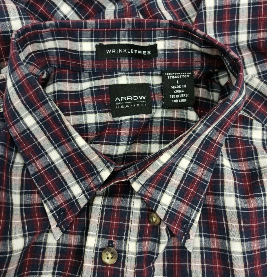 Arrow button down shirt Size L Wrinkle free.65%polyester 35%cotton.
