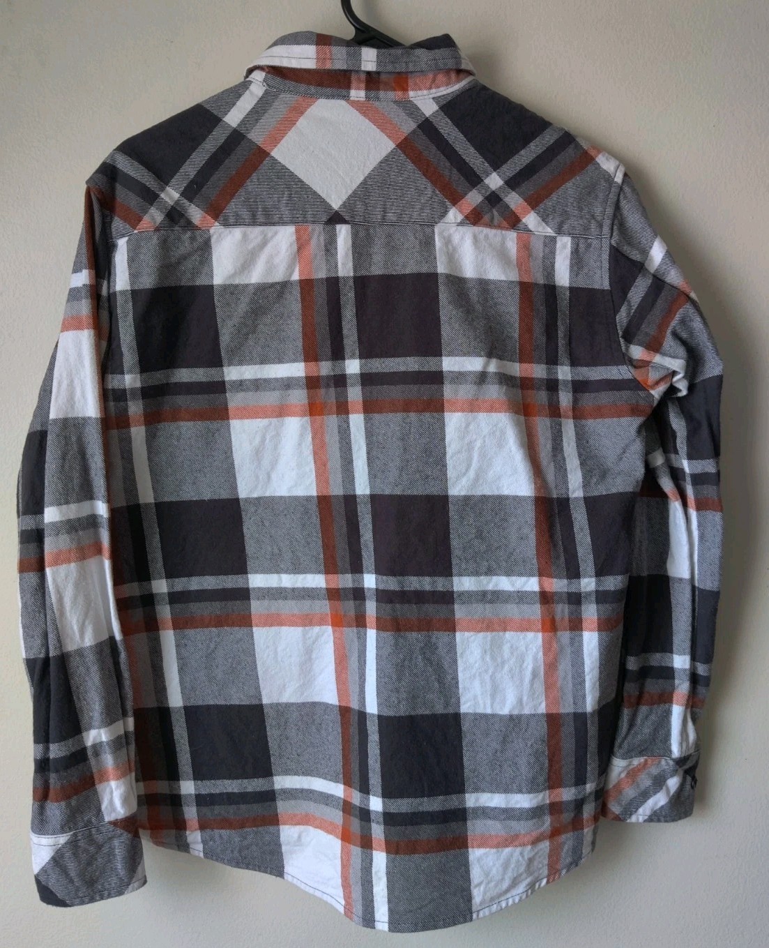 Dapper Boi Men’s Thick Flannel Black/White/Orange 100% Cotton Pockets Size Small