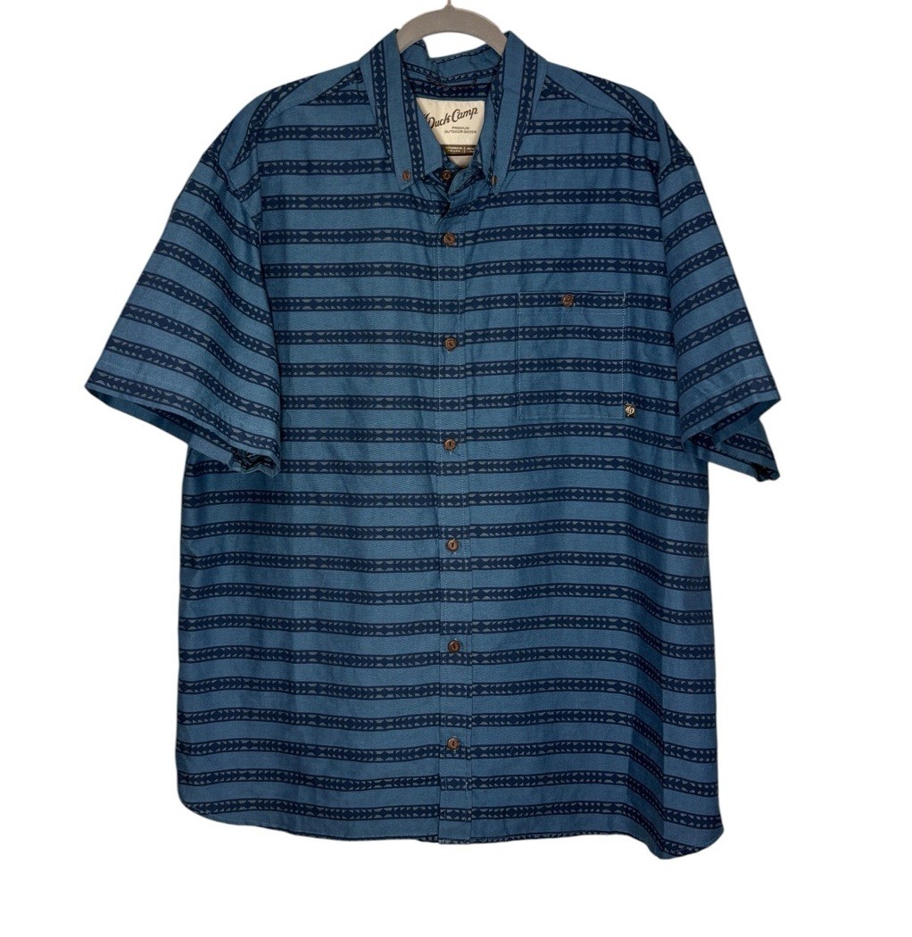 Duck Camp Shirt Men’s 2XL Short Sleeve Button Down Aztec Print Cotton