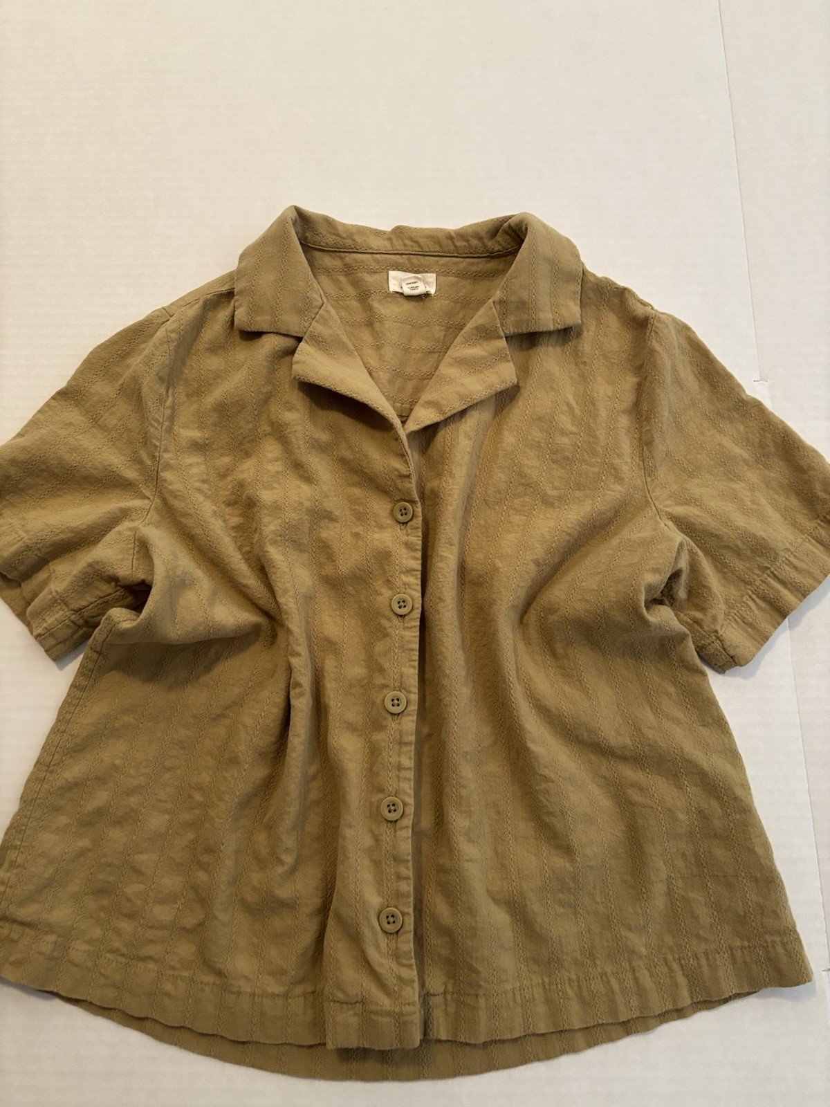 A. N. A. Button Down Khaki Short Sleeve Womens M