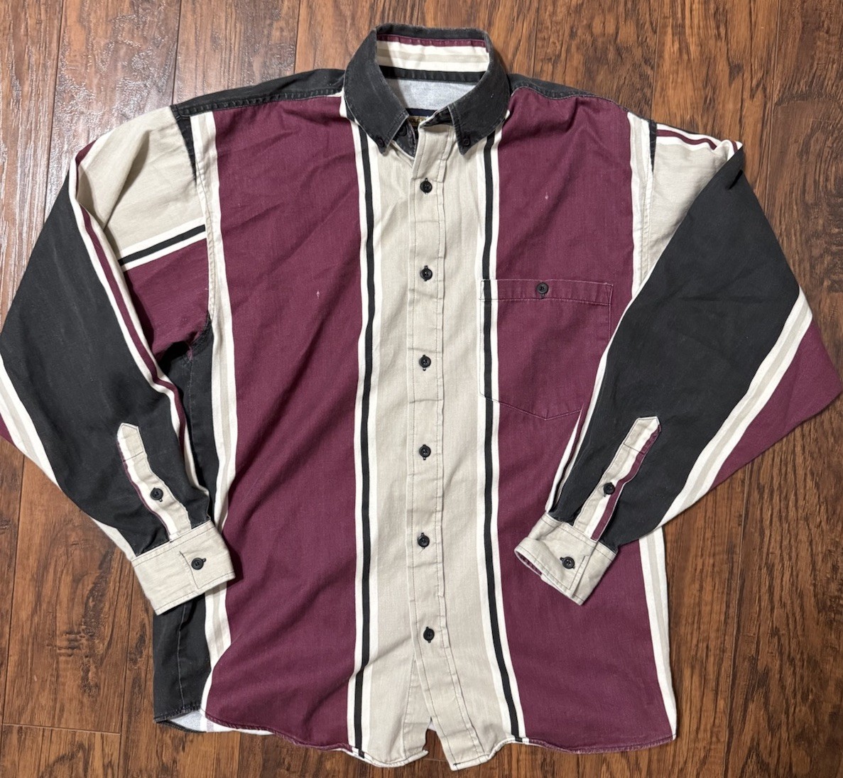 Vintage 90s Panhandle Slim Western Shirt Men’s 15 32/33 Burgundy Striped