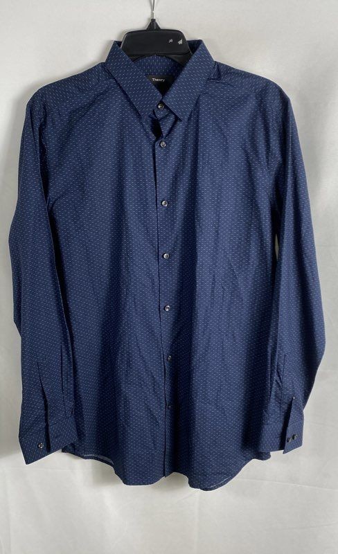 Theory Men’s Cedrick PNT Eclipse Blue Printed Fil Coupe Shirt NWT Sz 15.5 R