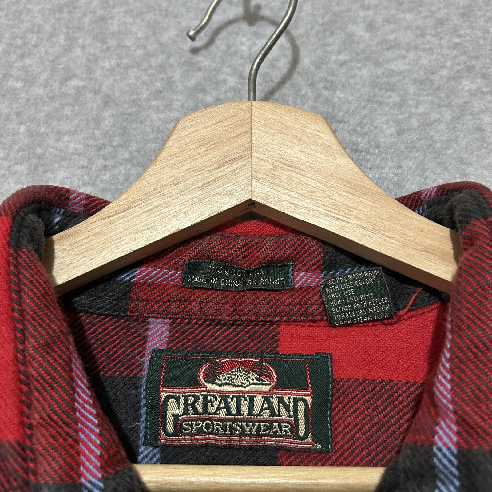 Vintage Greatland Sportswear Shirt XL Red Plaid Flannel Long Sleeve Button Down