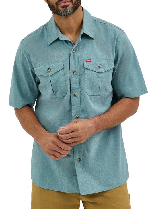 Wrangler Men’s Short Sleeve Hero Twill Button Up Shirt Size M – 2XL