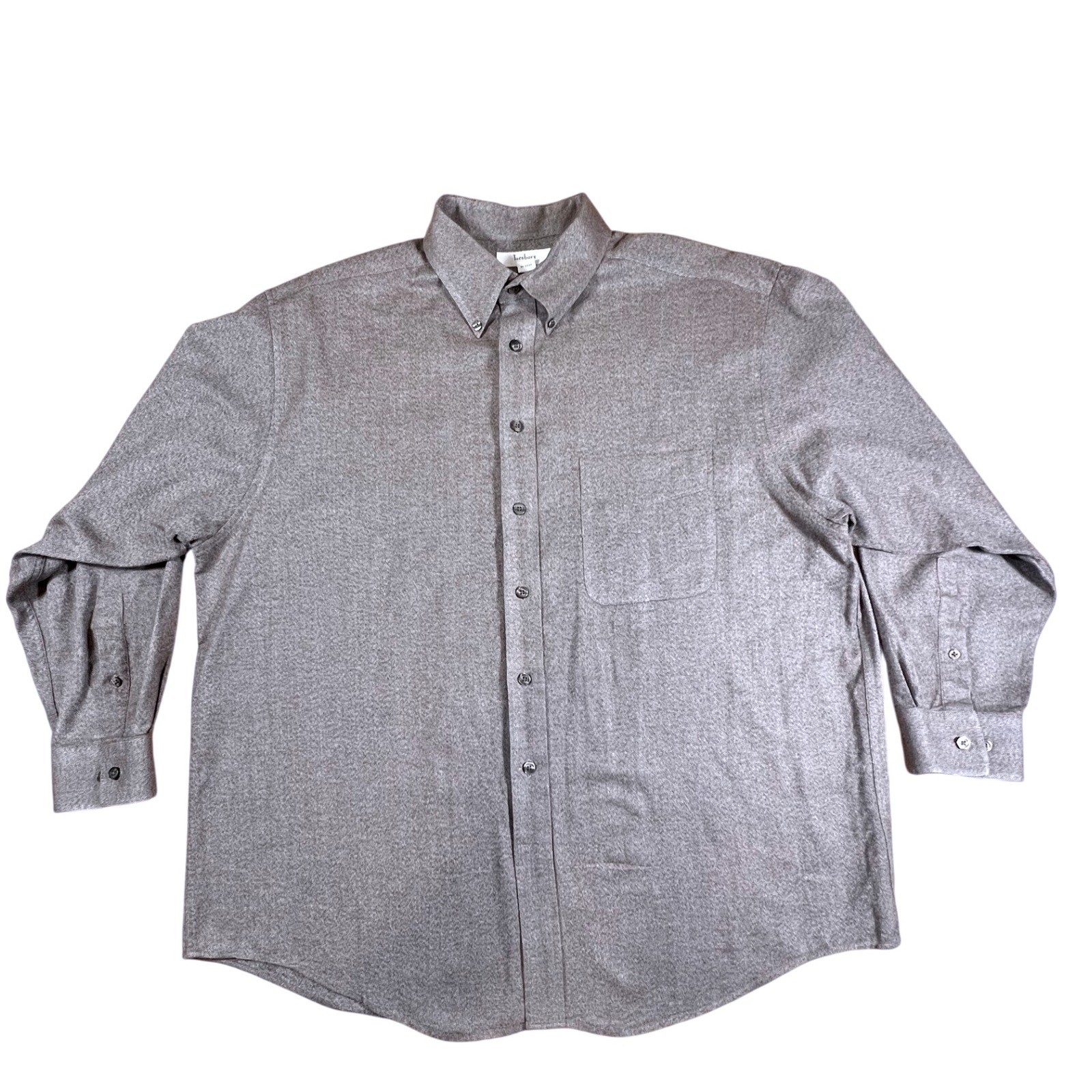 Turnbury XL Gray Herringbone Button Down Long Sleeve Cotton Casual Shirt