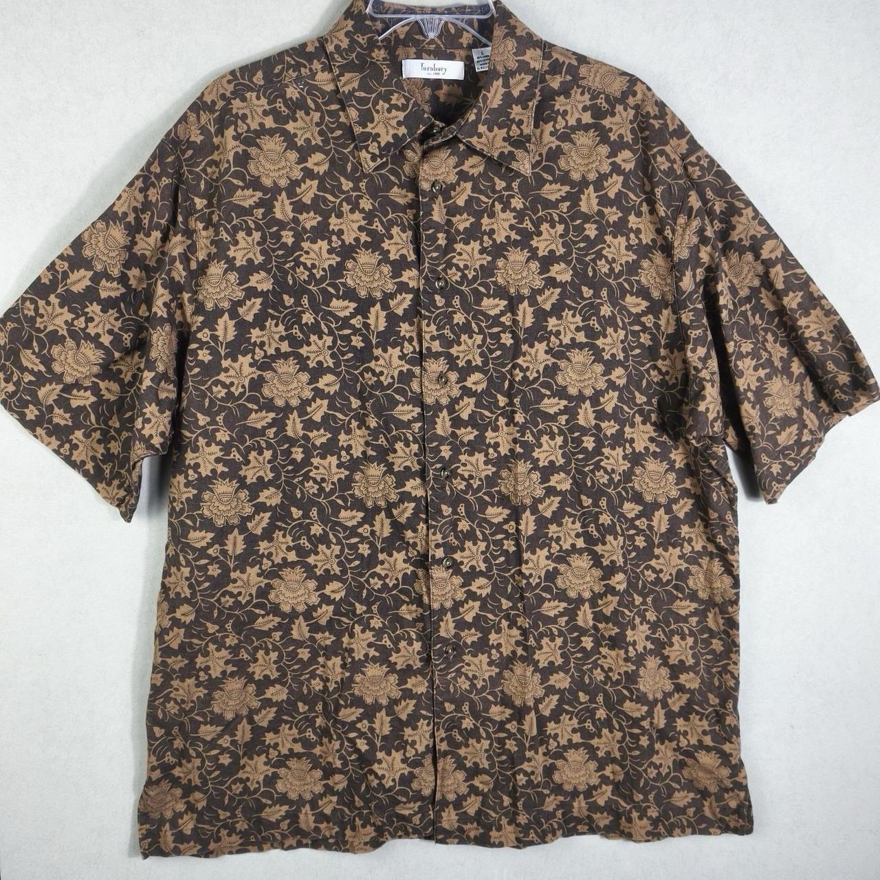 Vintage Floral Men’s Linen Button Up Shortsleeved Shirt! Turnbury Linen Shirt