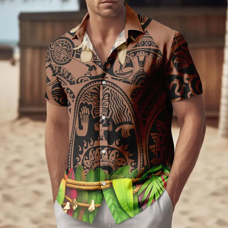Mens Maui Theme Hawaiian Shirt