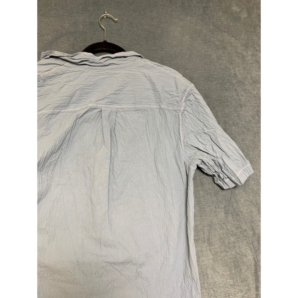 Zara Shirt Mens Medium Gray Textured Short Sleeve Side Slit Chest Pockets Summer