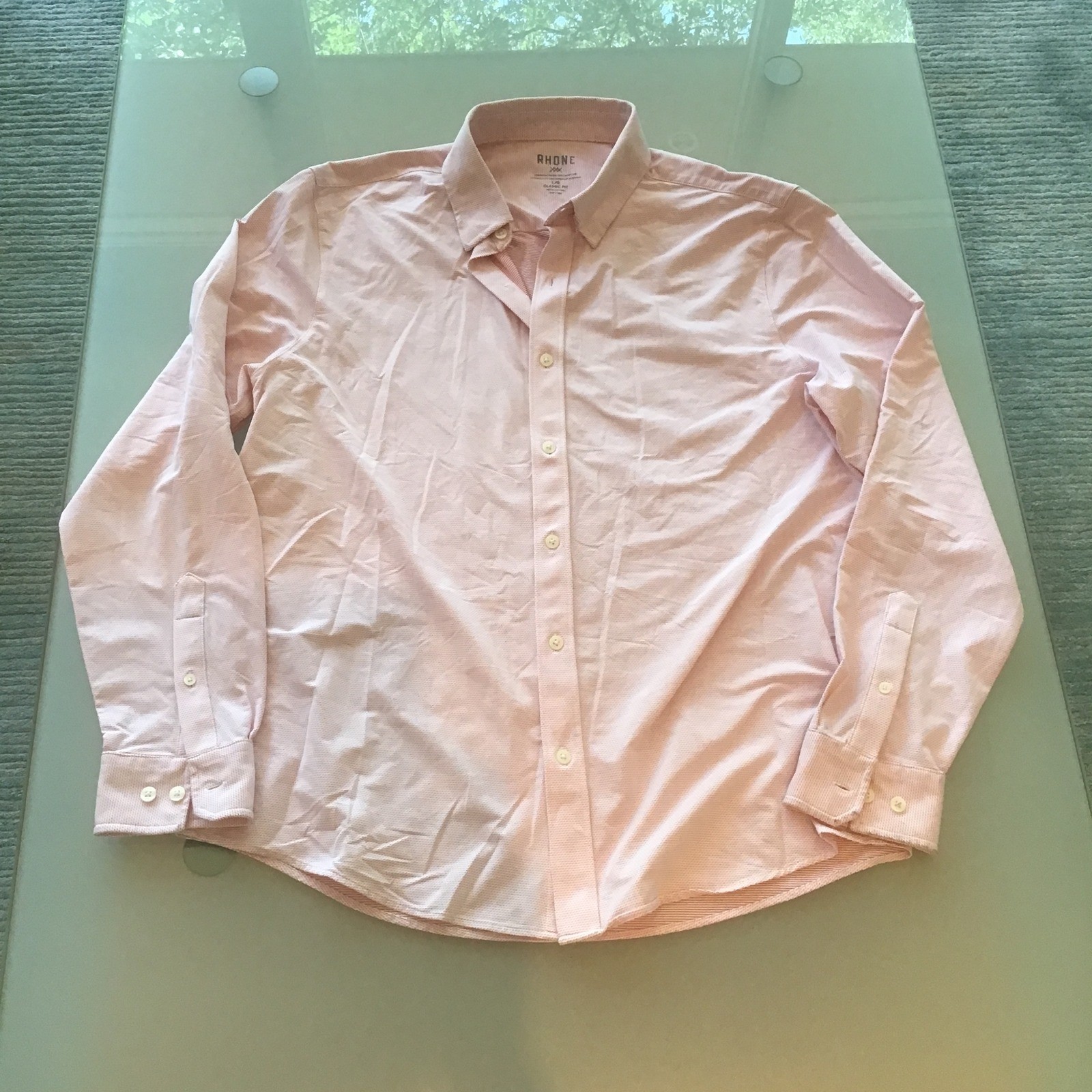 Rhone Commuter Shirt Mens Large Pink Classic Fit Button Down Fine Italian Fabric
