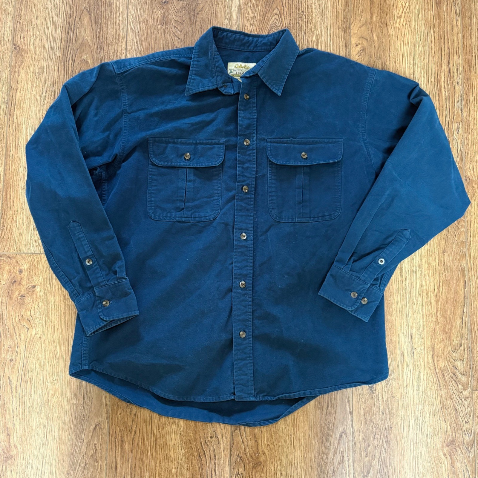 Cabelas Deerskin Soft Chamois Navy Blue Heavyweight Cotton Shirt Mens L Gorpcore