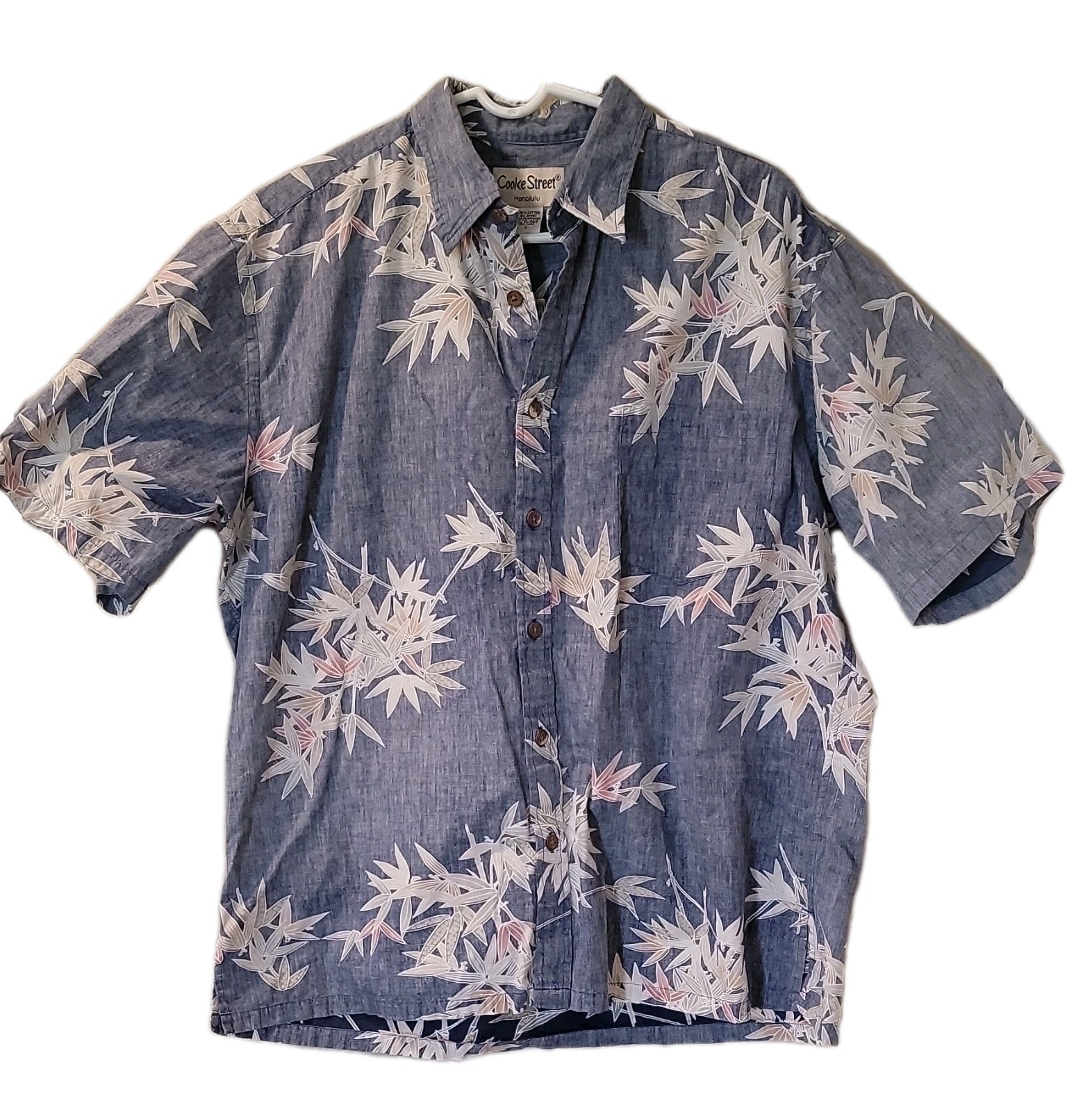 Cooke Street Men’s Honolulu Hawaiian Cotton Blue Floral Button Up Shirt SZ L 200
