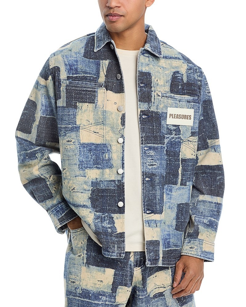 Pleasures Boro Regular Fit Patchwork Style Shirt Jacket Men’s Small Indigo