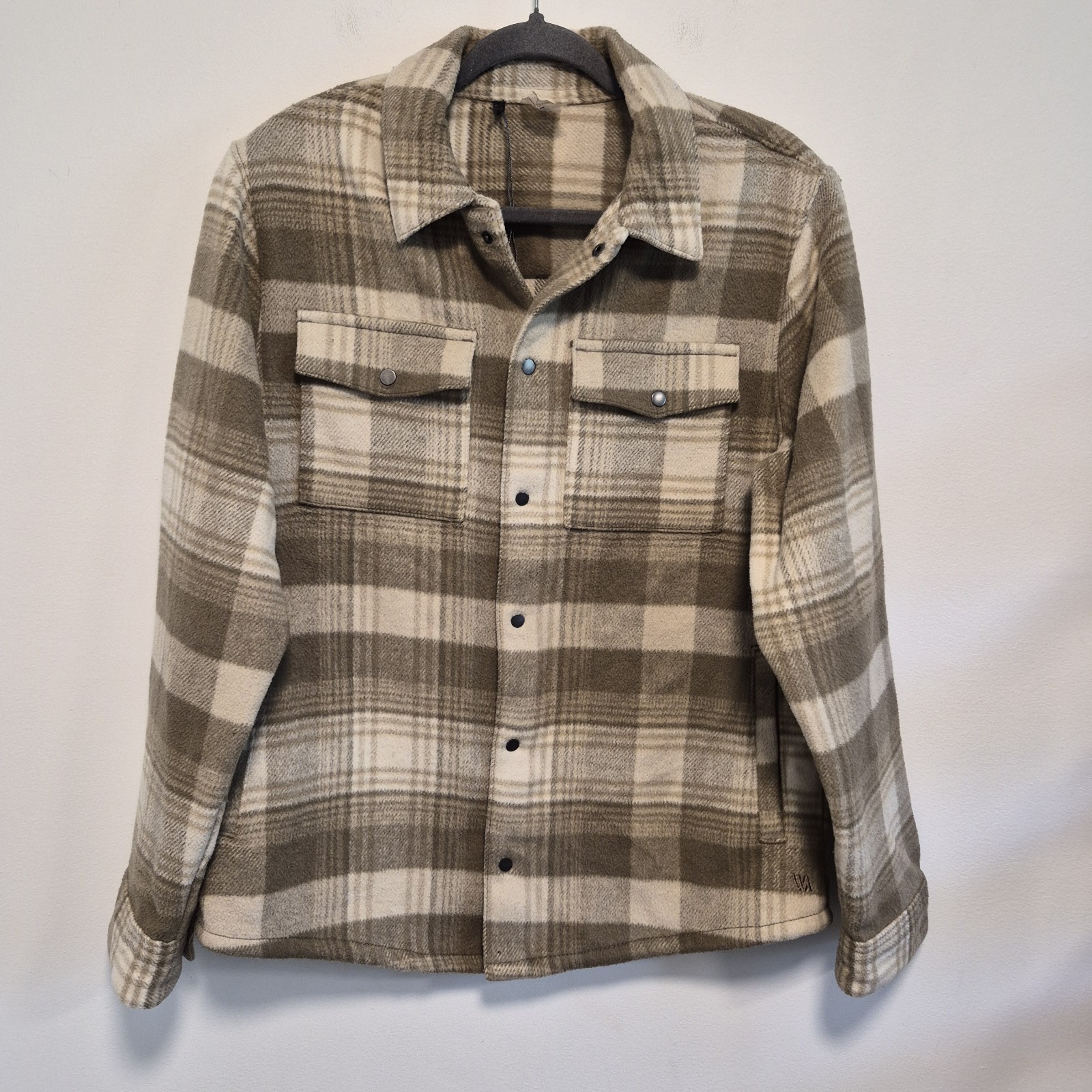 VRST Plaid Flannel Jacket Shacket Tan/Cream Wool Blend Button Up Men’s Size M