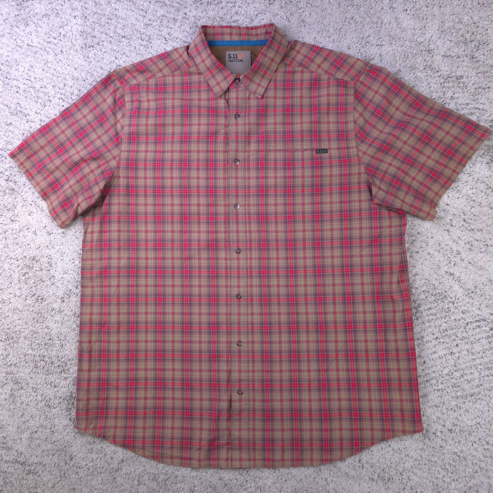 511 Tactical Shirt Mens Large Snap Button Plaid Short Sleeve Collared Logo GUC