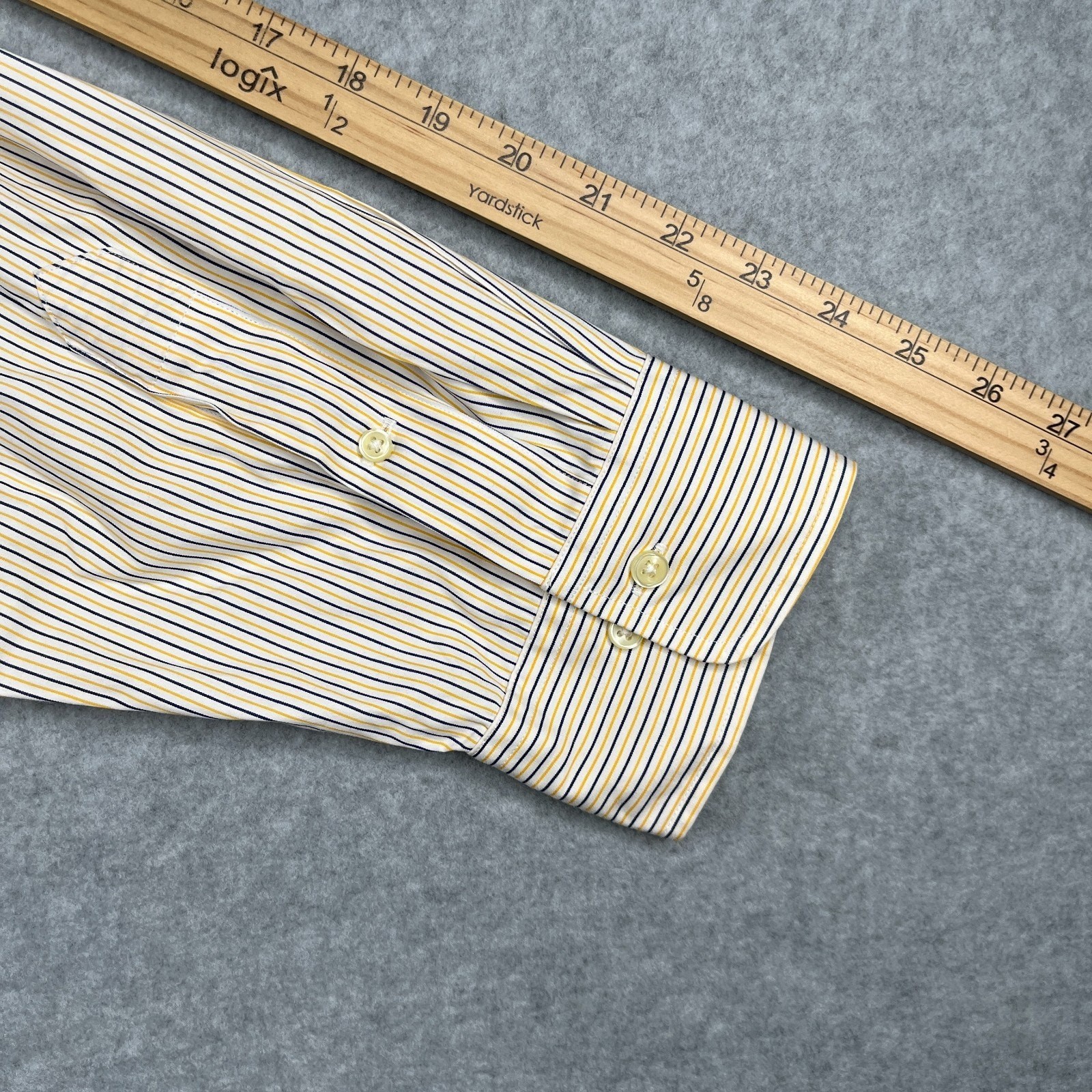 Polo Ralph Lauren Shirt 18 Regent Custom Yellow Striped Button Up Long Sleeve