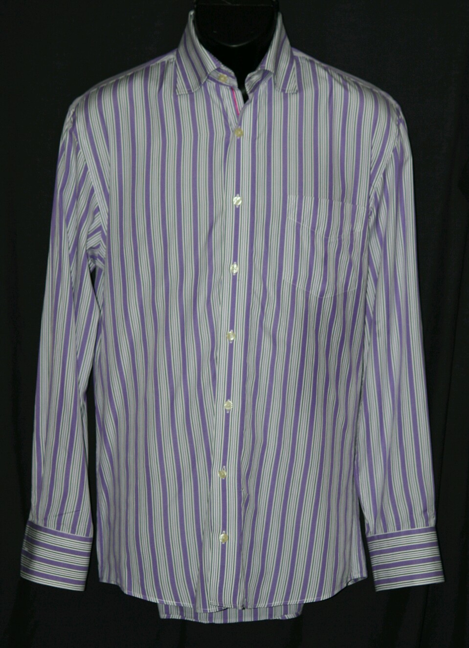 Arnold Zimberg shirt striped flip cuff convertible cuff 39 15.5 shirt