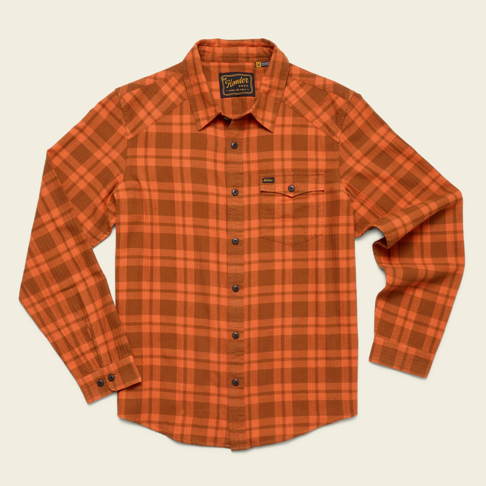 NWT Howler Bros LA Grange Lightweight Flannel Size Small S Orange Button Down