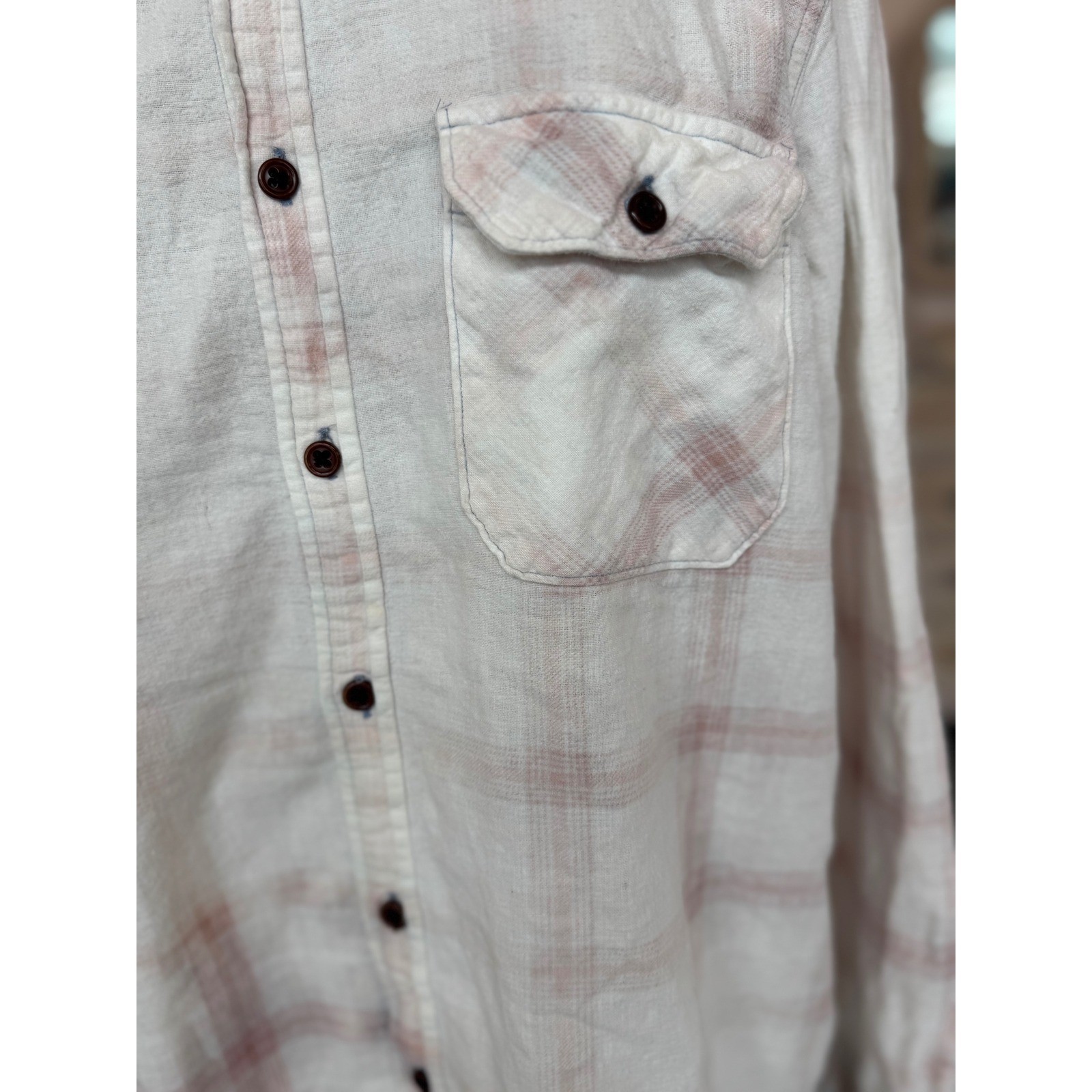 Soft Power Deer Flannel XXL Pink White Bleached Folk Art Shirt Polo Brand