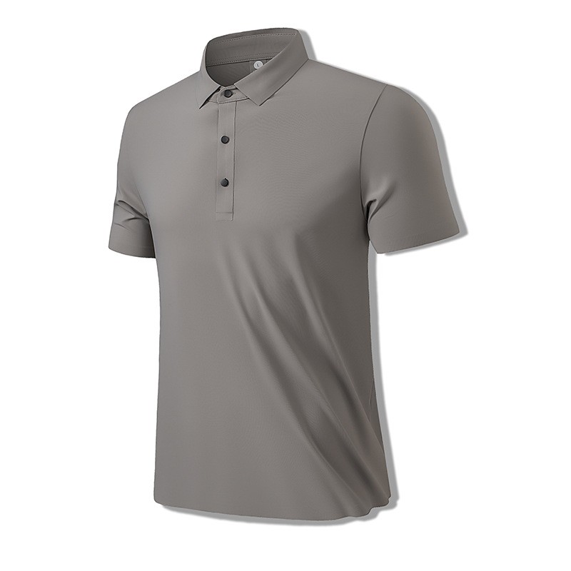 Polo shirt seamless ice-feel turnover collar loose printed fitness short sleeve