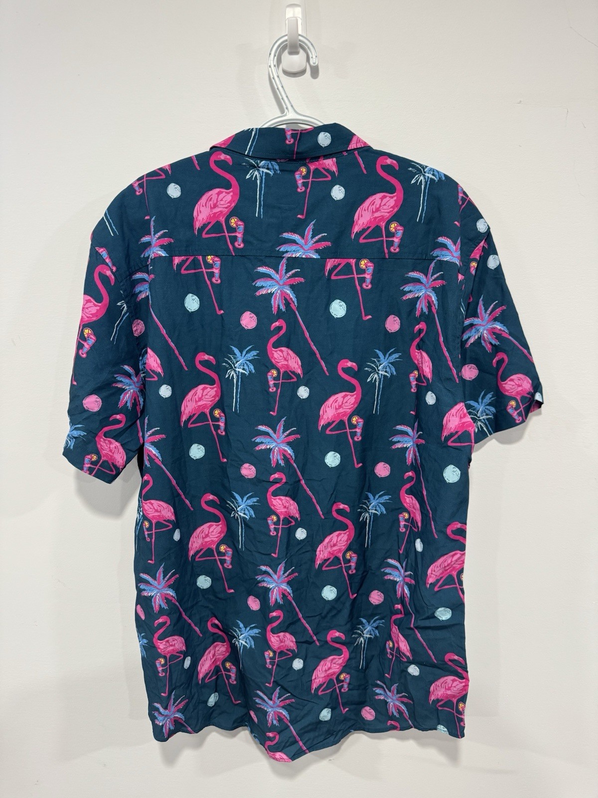 FRAT DADDY Quiet Storm Surf Tech Pink Flamingo Hawaiian Shirt Men’s XL