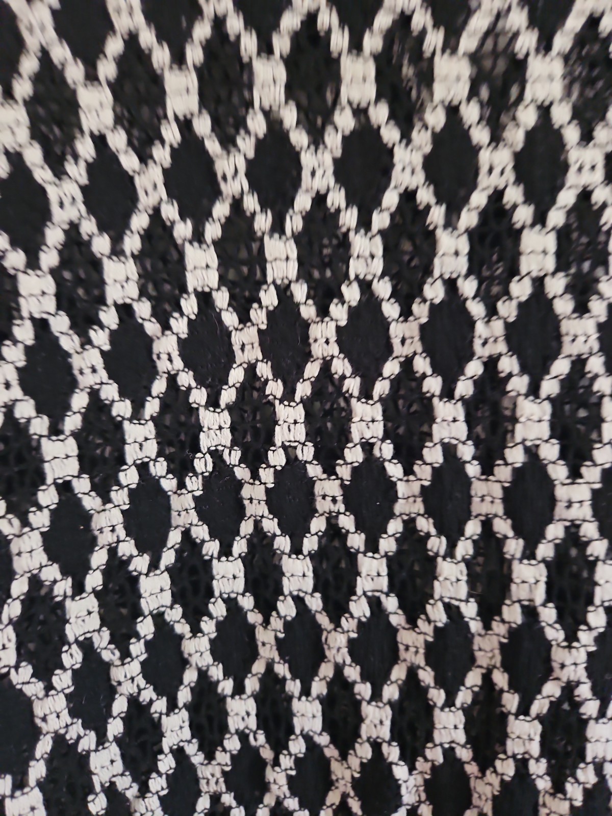 Massive Luxury Black & White Diamond Crochet Polo Button Down Shirt in Men’s L