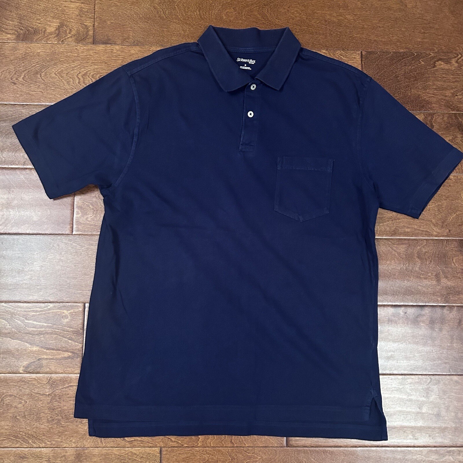 St. John’s Bay Polo Short Sleeve Combed Cotton Dark Blue Men’s Size MEDIUM