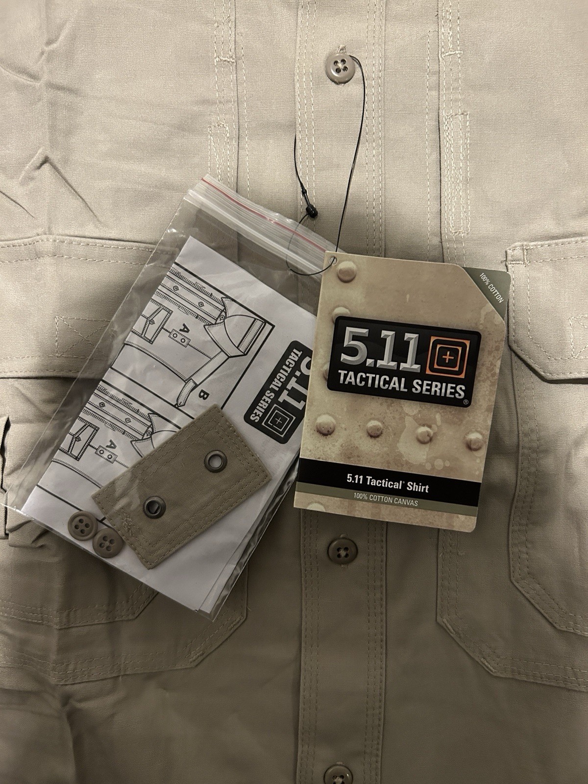 5.11 Tactical Series Shirt Mens 2XL XXL Khaki Long Sleeve Canvas Style 72157