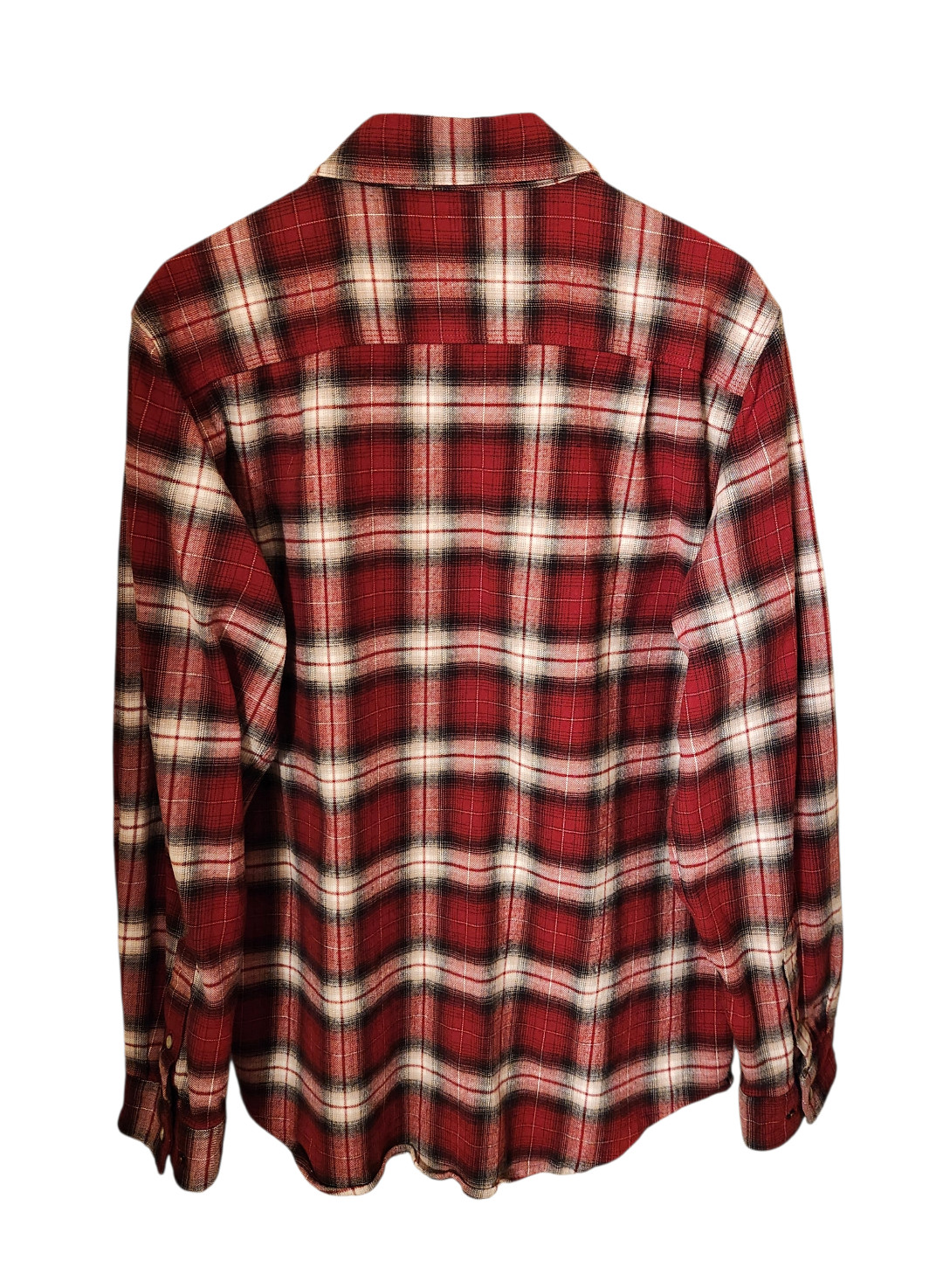 Carhartt Flannel Shirt Mens Size Large Slim Fit Red White Black Plaid Pearl Snap