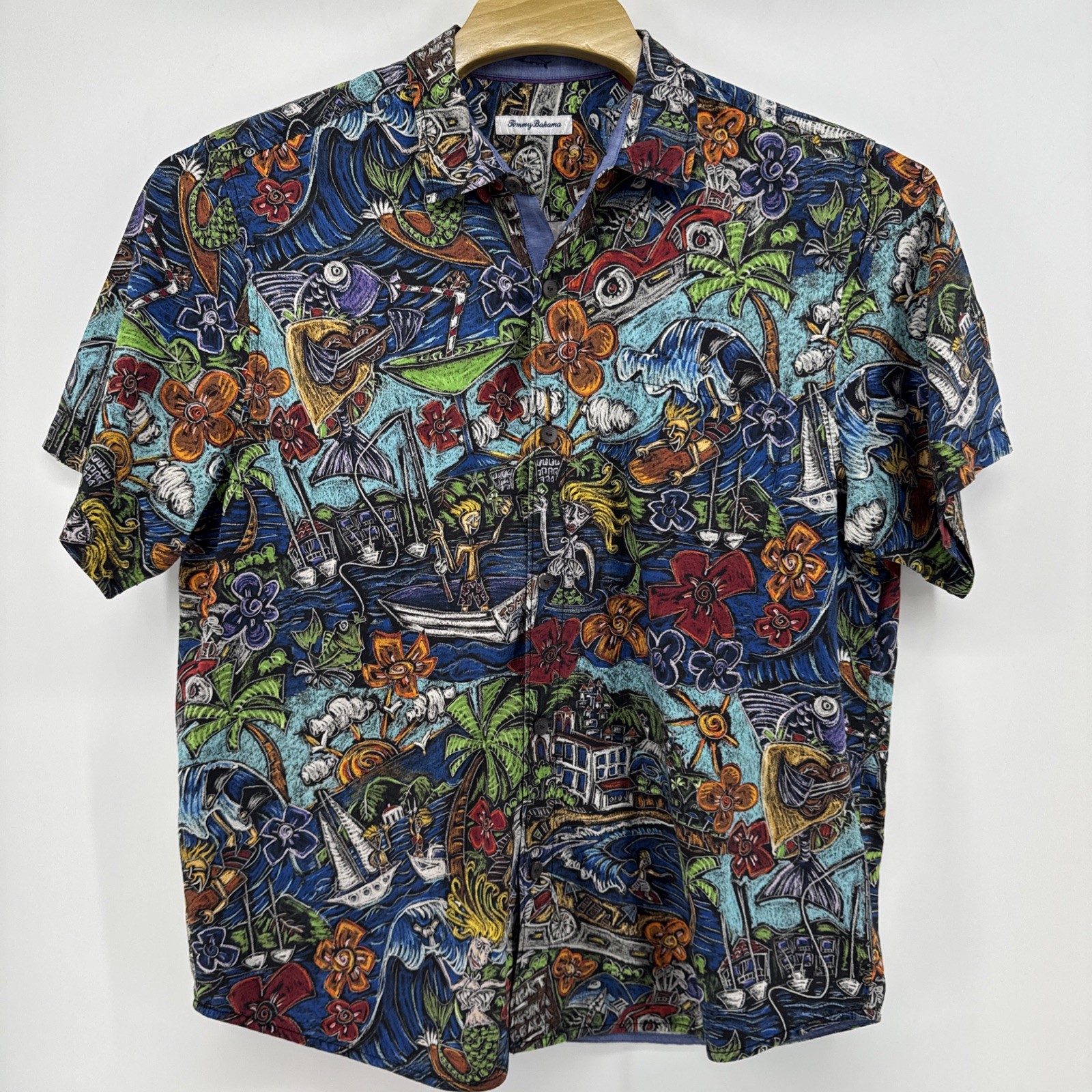 Tommy Bahama Artist Series 2021 100% Silk Mens XL EUC All Over Print California