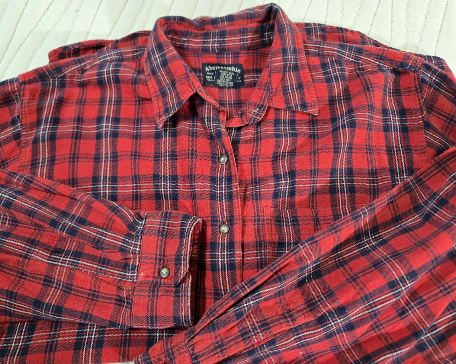Abercrombie &Fitch 100% Cotton L/S Button Down Men’s Casual Plaid Shirt Sz L GUC