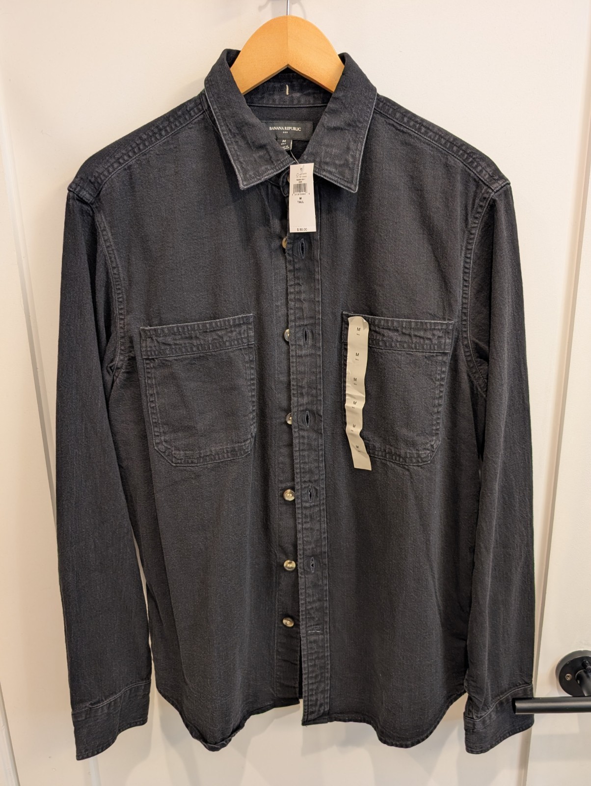 Banana Republic Men’s Standard-Fit Heritage Denim Shirt M Tall Black