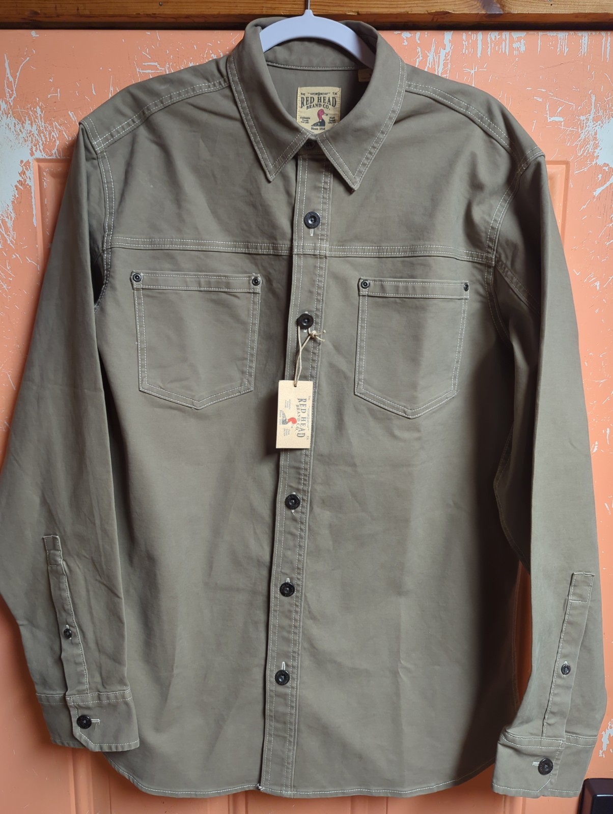 RedHedad Flex Ultimate Canvas Long Sleeve Shirt Gray Bungee Mens Large NEW