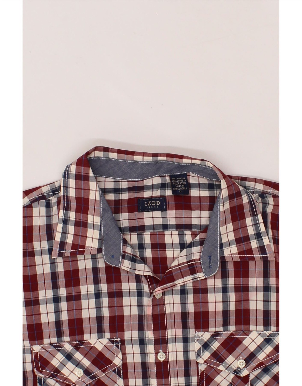 IZOD Mens Shirt XL Red Check Cotton BW02