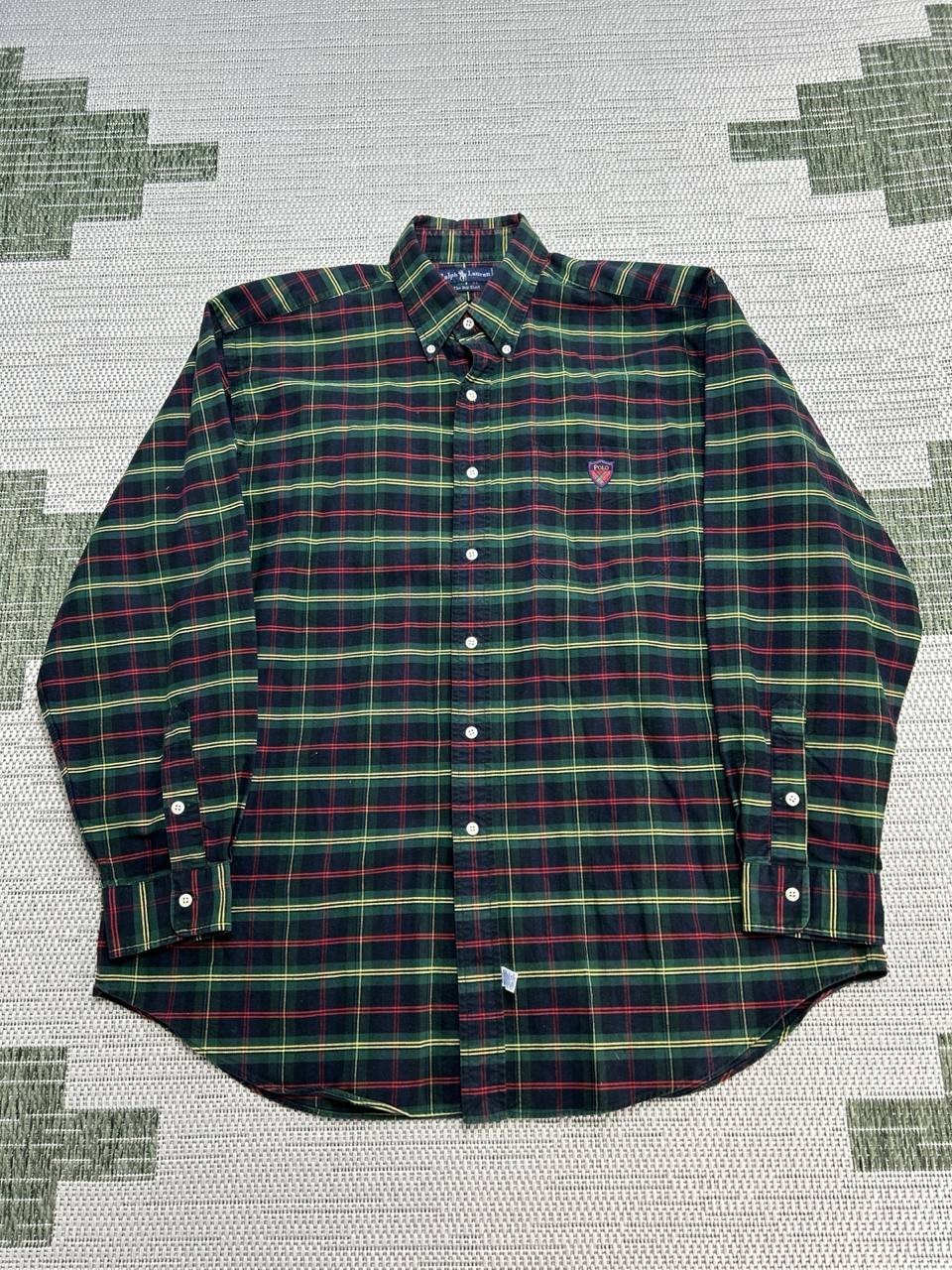 Vintage Ralph Lauren The Big Shirt Men Large Multicolor Plaid Cotton Button Down