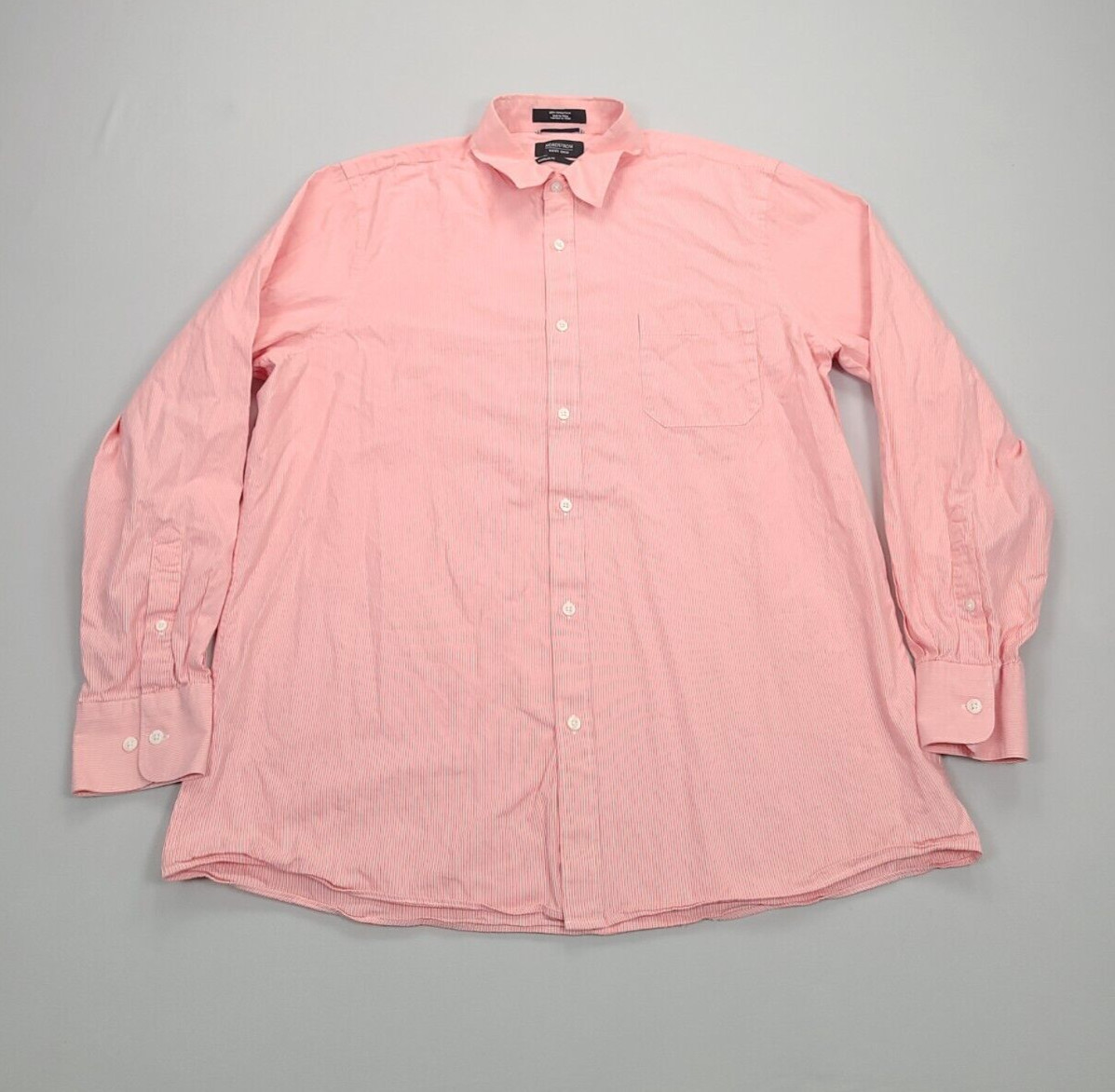 Nordstrom Shirt Mens Extra Large Pink Button Up Casual Comfort