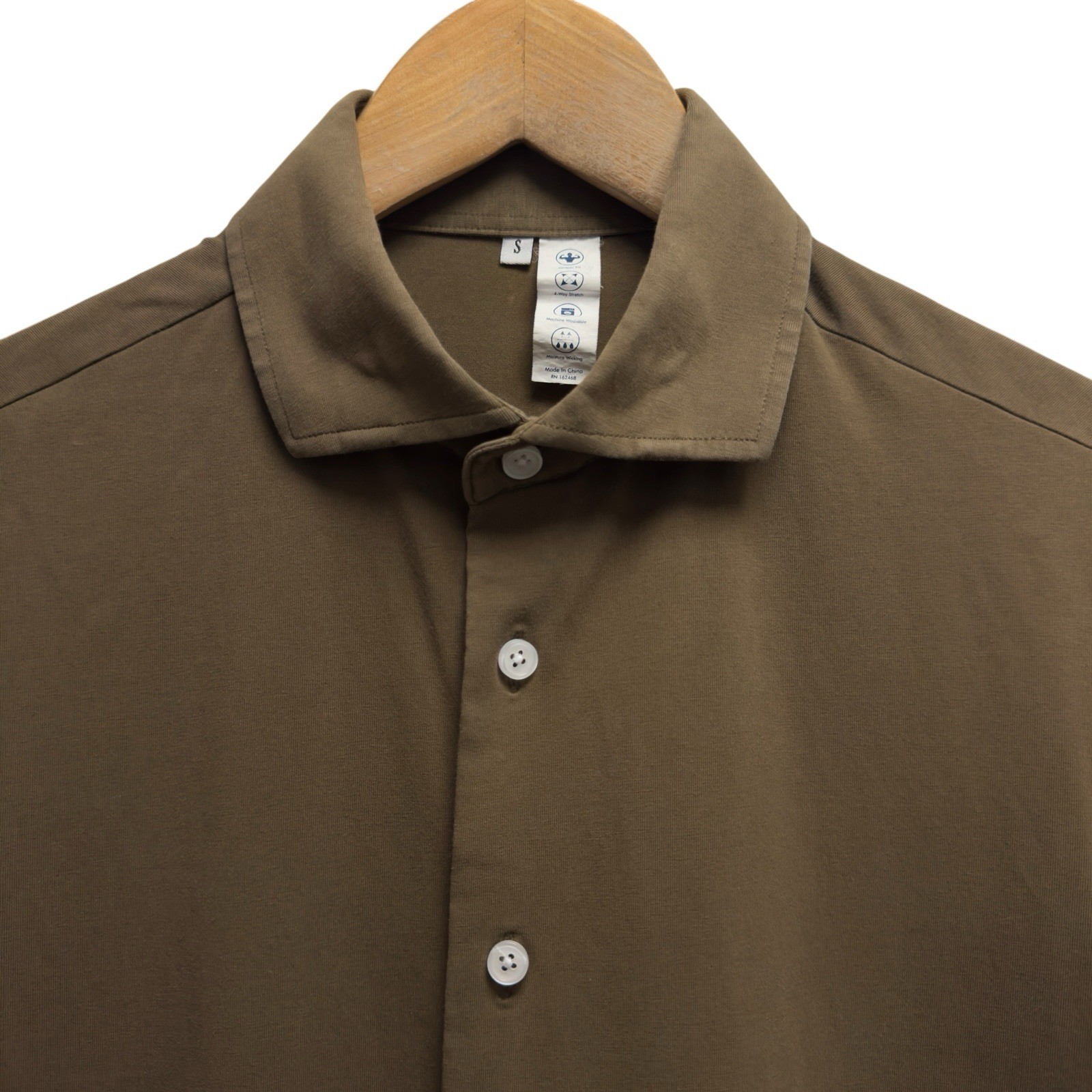 State & Liberty Men’s Small Army Green/Brown Button Front Performance S/S Shirt