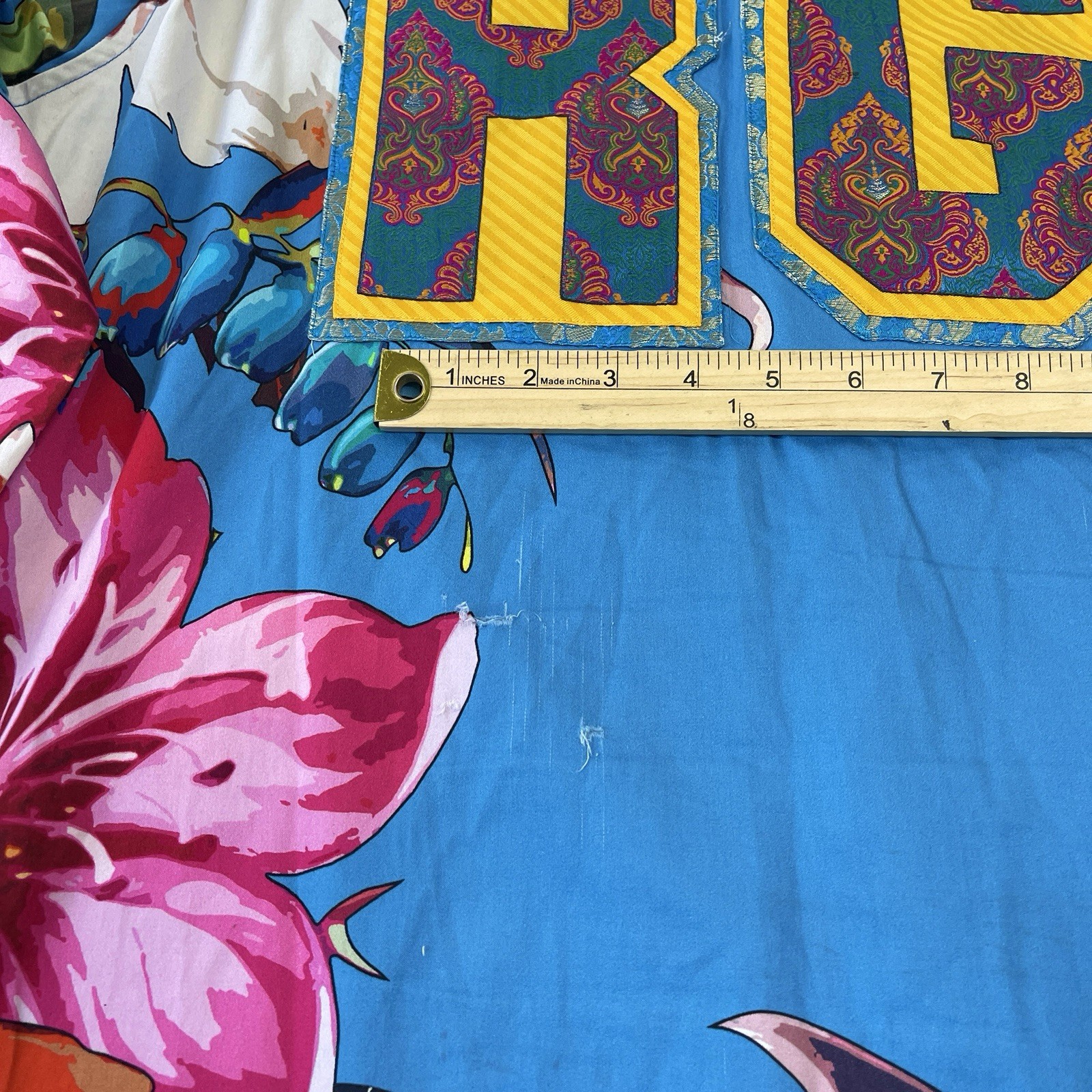 Robert Graham Shirt XL Limited Edition Floral Big Letters Studded Art FLAW*
