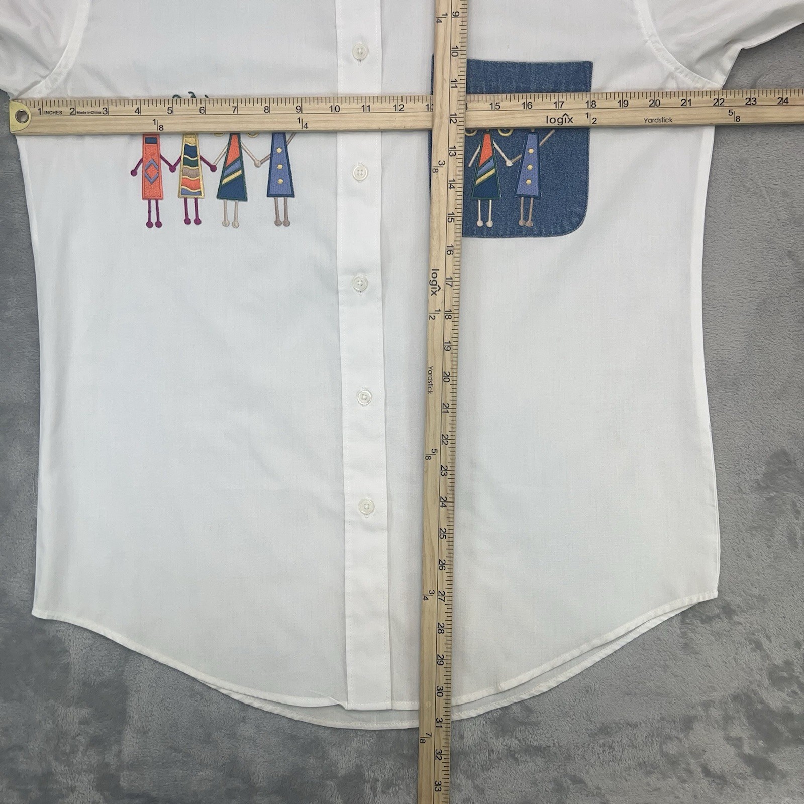 Vintage R & B COLLECTIONS Shirt Womens Small White Denim Collar Stick People USA