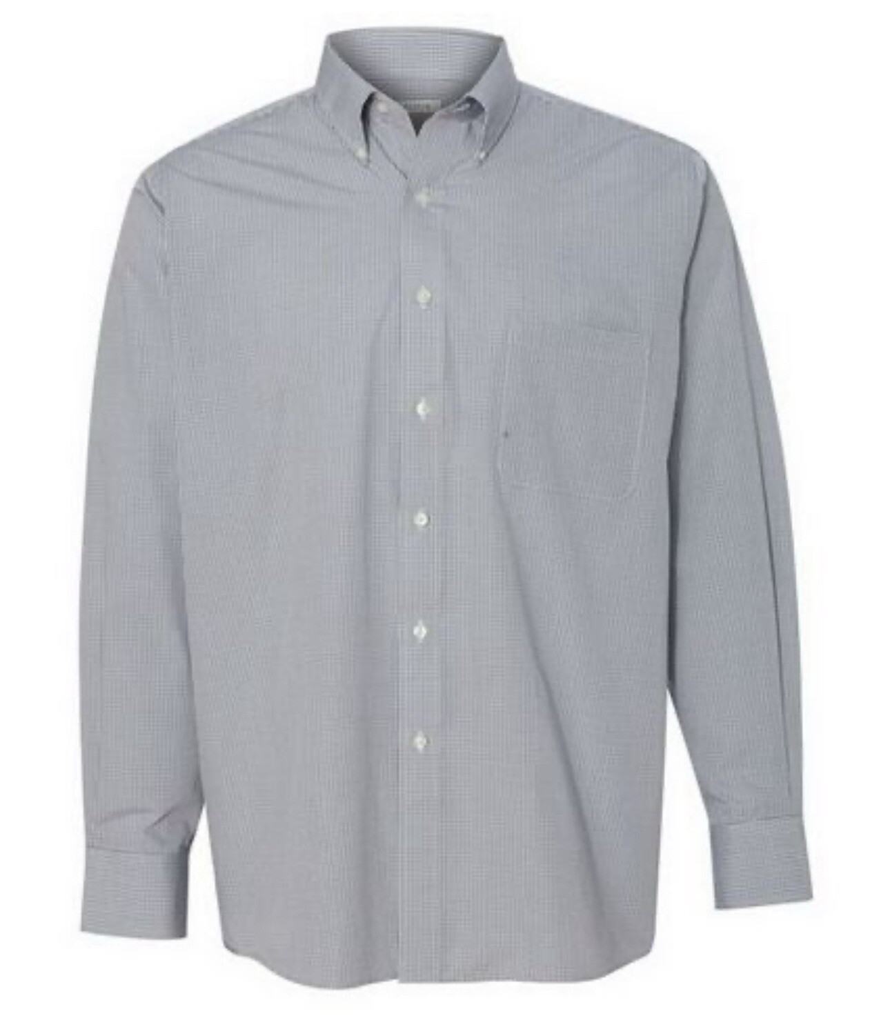 Van Heusen Mens 65% Polyester 35% Cotton Gingham Check Shirt NWT Long Sleeve Ash