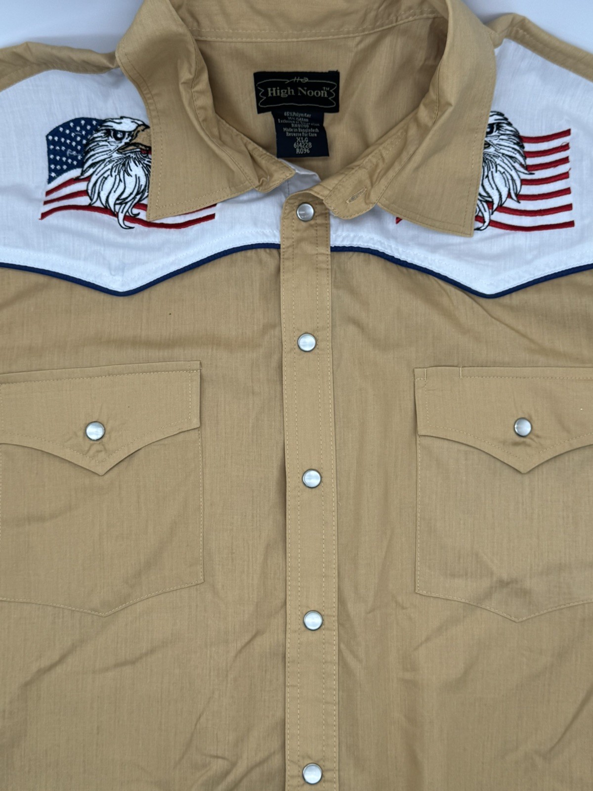 VTG High Noon Western Pearl Snaps And Eagle Americ Flag Sz XLG Mens