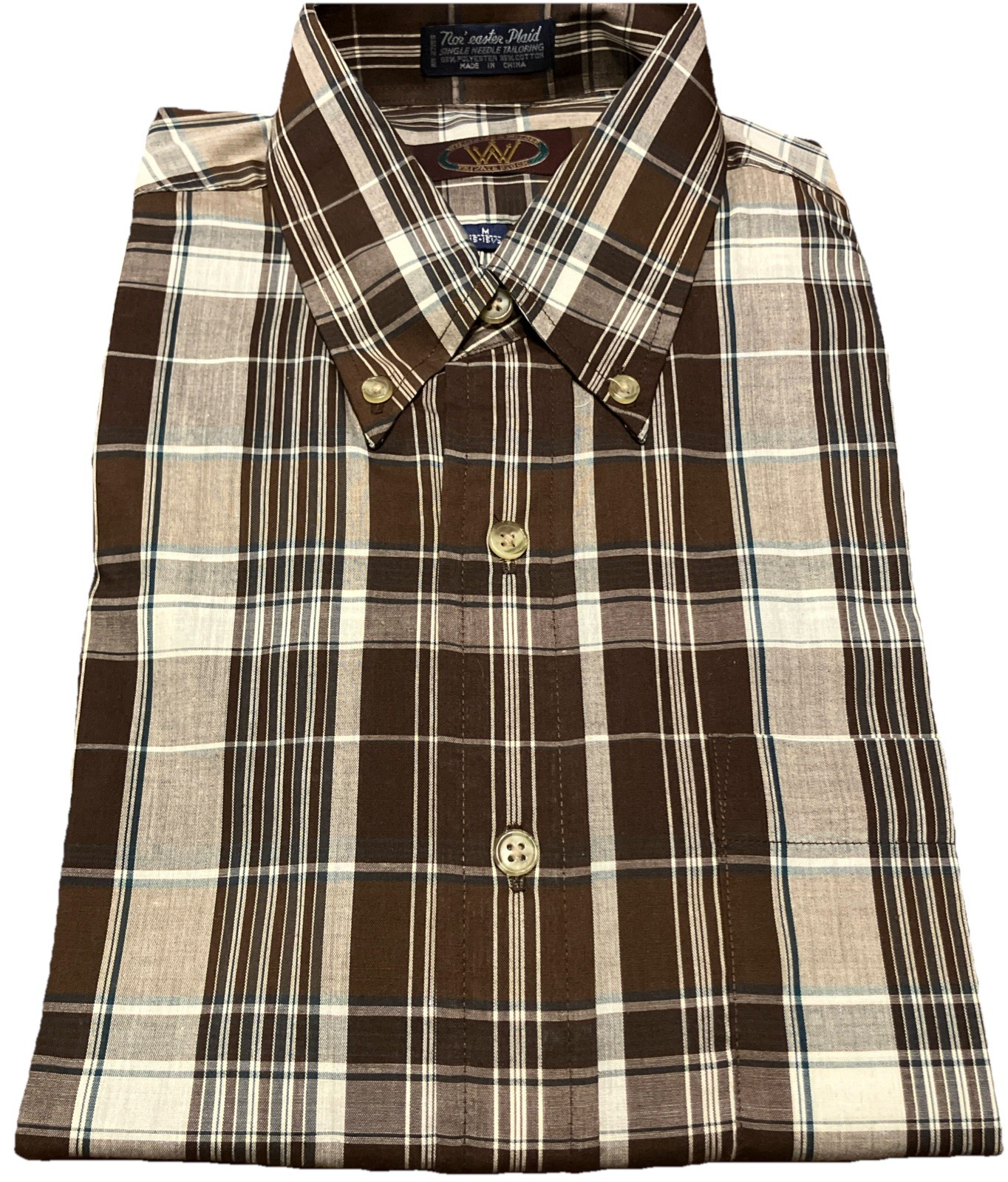 Vintage NWT Williams & Wilder Brown/Multi Color Plaid 65% Polyester 35% Cotton M