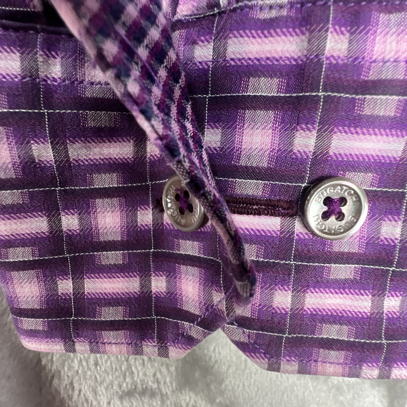 Bugatchi Shirt Mens Large Classic Fit Purple Pink Abstract Party Date Career