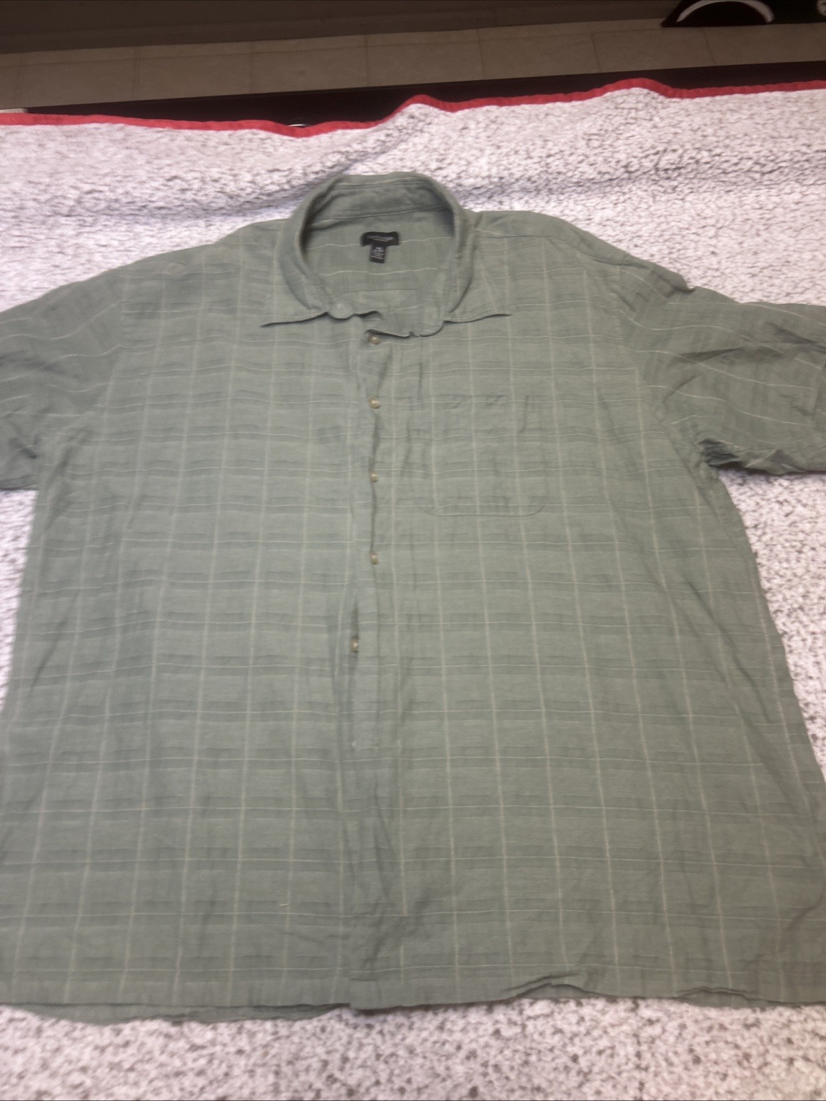 Van Heusen Classic Fit Short Sleeve Green Button Up Shirt 18-18 1/2 Size XXL