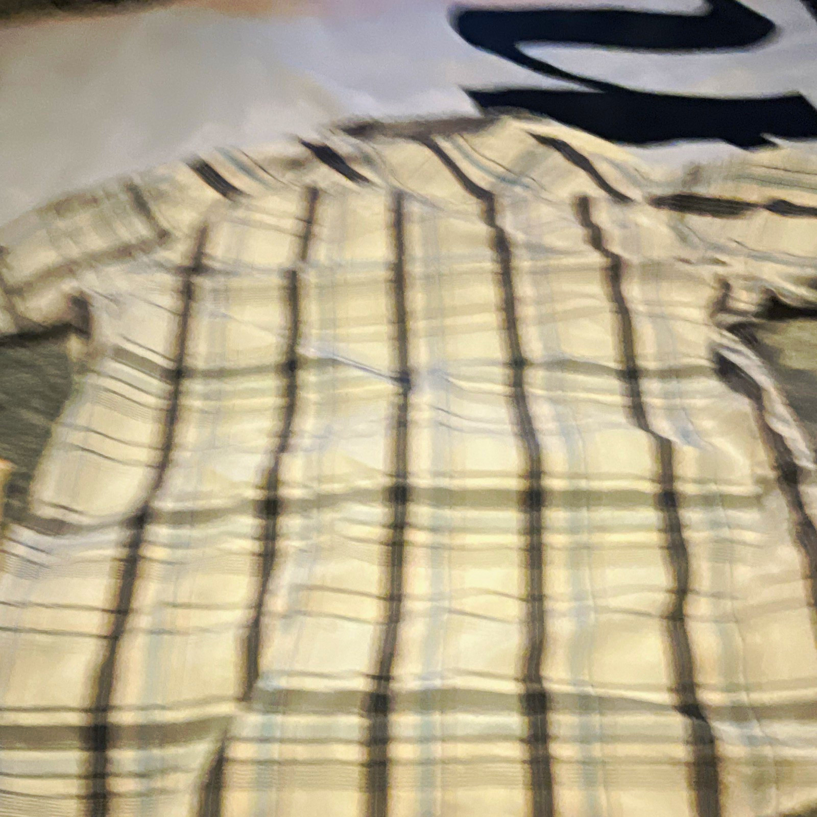 Sean John Men’s Plaid Cotton Button-Up Shirt Long Sleeve L/XL White Blue Gray