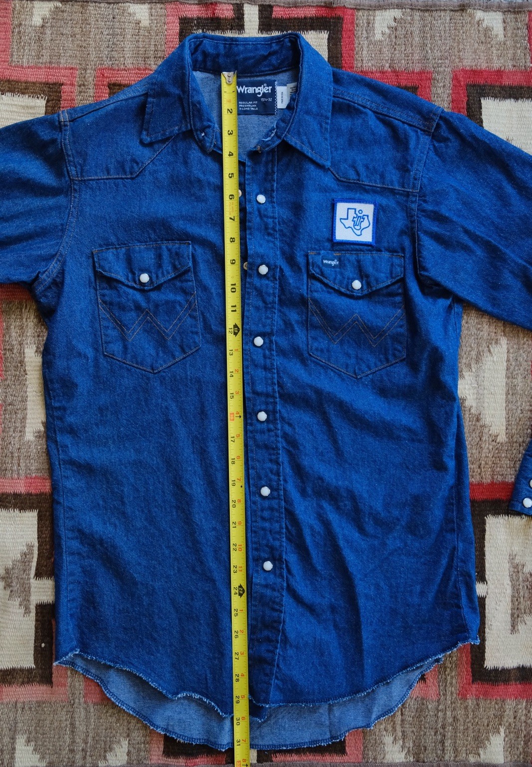 Wrangler Vintage 90’s Made In USA Pearl Snap Denim Western Shirt Mens 15 1/2-33