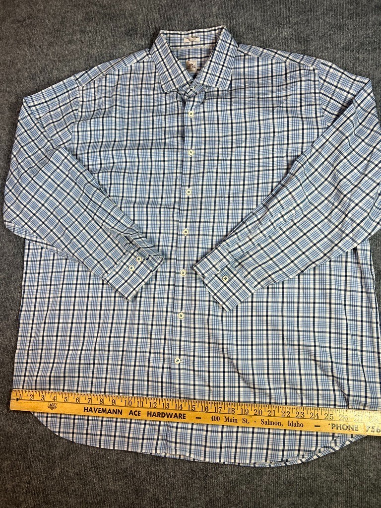 Peter Millar Men’s XXL Blue White Checkerd 100% Cotton Button Down Shirt