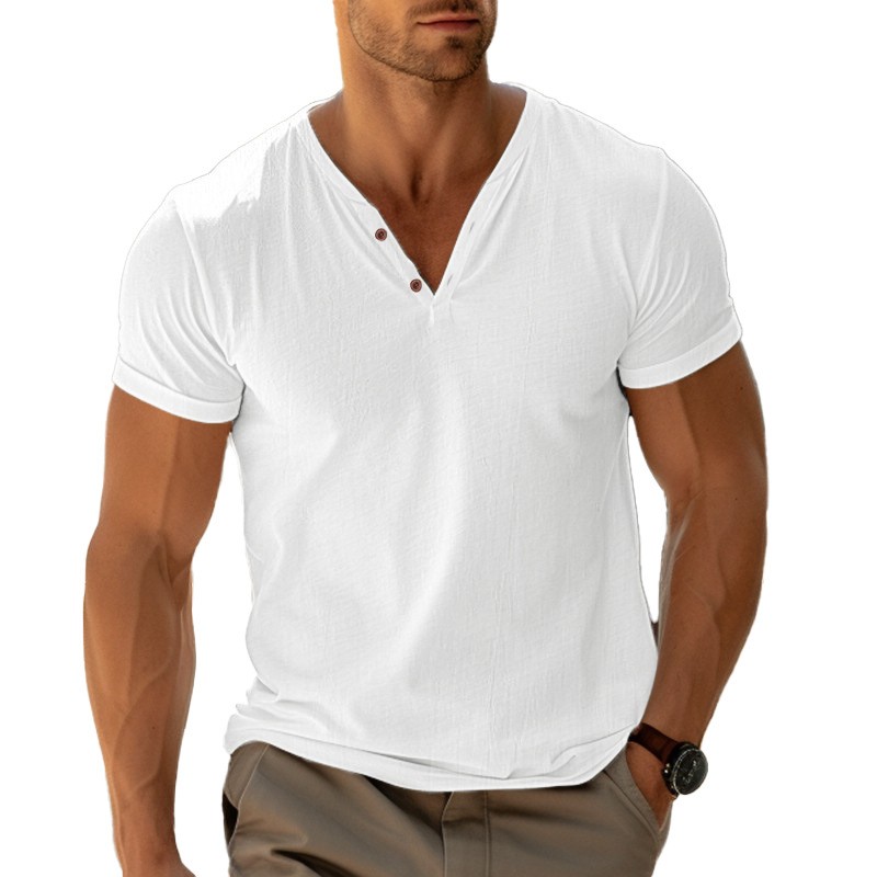 Men’s V-neck breathable moisture-wicking casual sports lightweight short sleeve