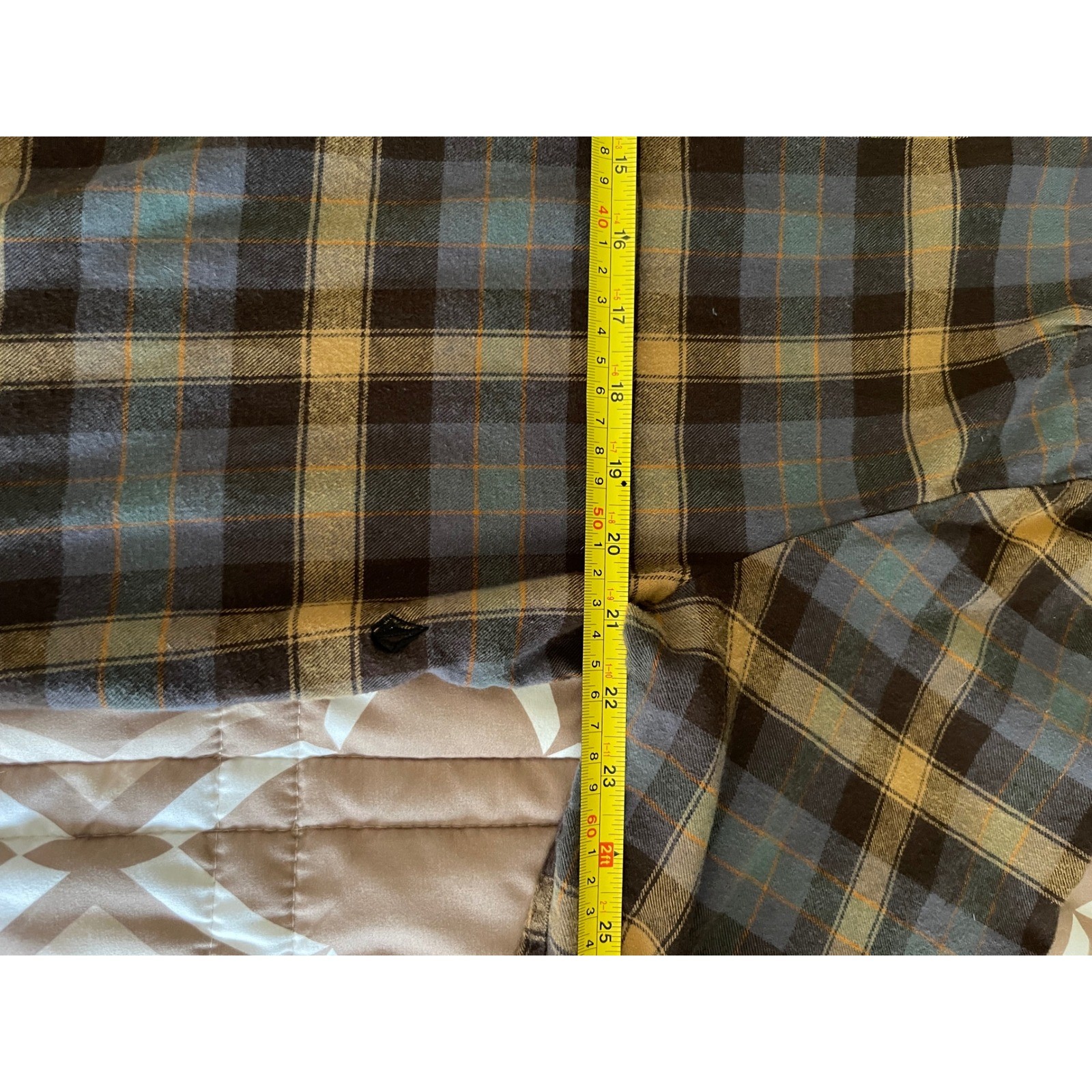 Volcom Modern Fit Plaid Button Down Shirt Blue Brown Yellow XXL A0511804