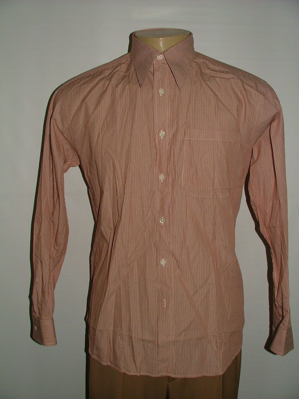 MENS PAUL SMITH CASUAL SHIRT SIZE L 100% COTTON RED WHITE STRIPED #455