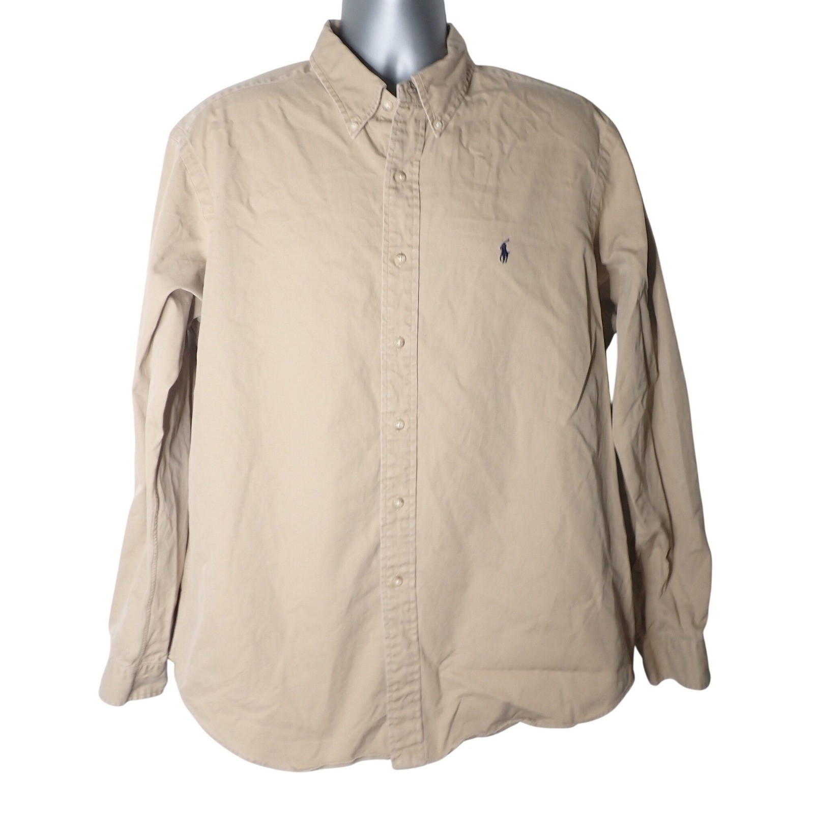 Ralph Lauren Men’s Classic Fit Button Down Shirt Khaki Tan XL Preppy Work